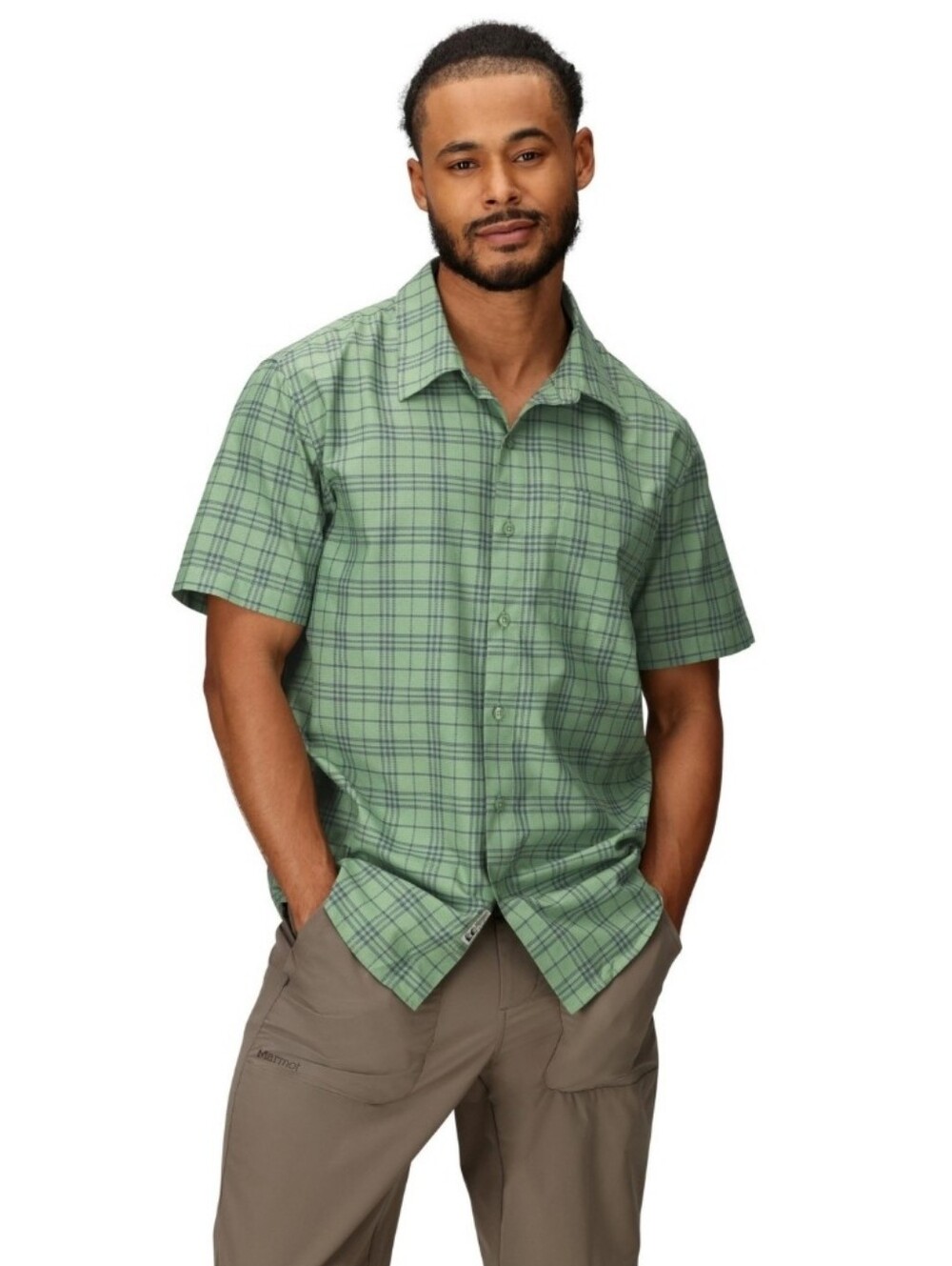 Marmot AirExchange Novelty Short Sleeve Shirt Men's Clothing Agate Green NWT